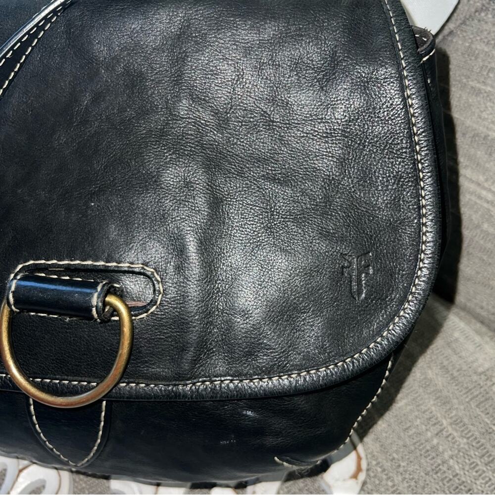 Frye Crossbody Black Leather Purse Bag Handbag - Picture 5 of 12